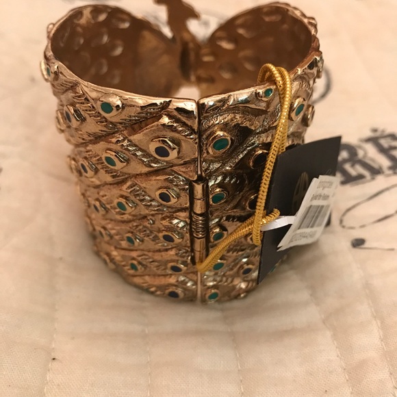 SOLD Designer peacock multi stone hinged bracelet - Picture 7 of 8